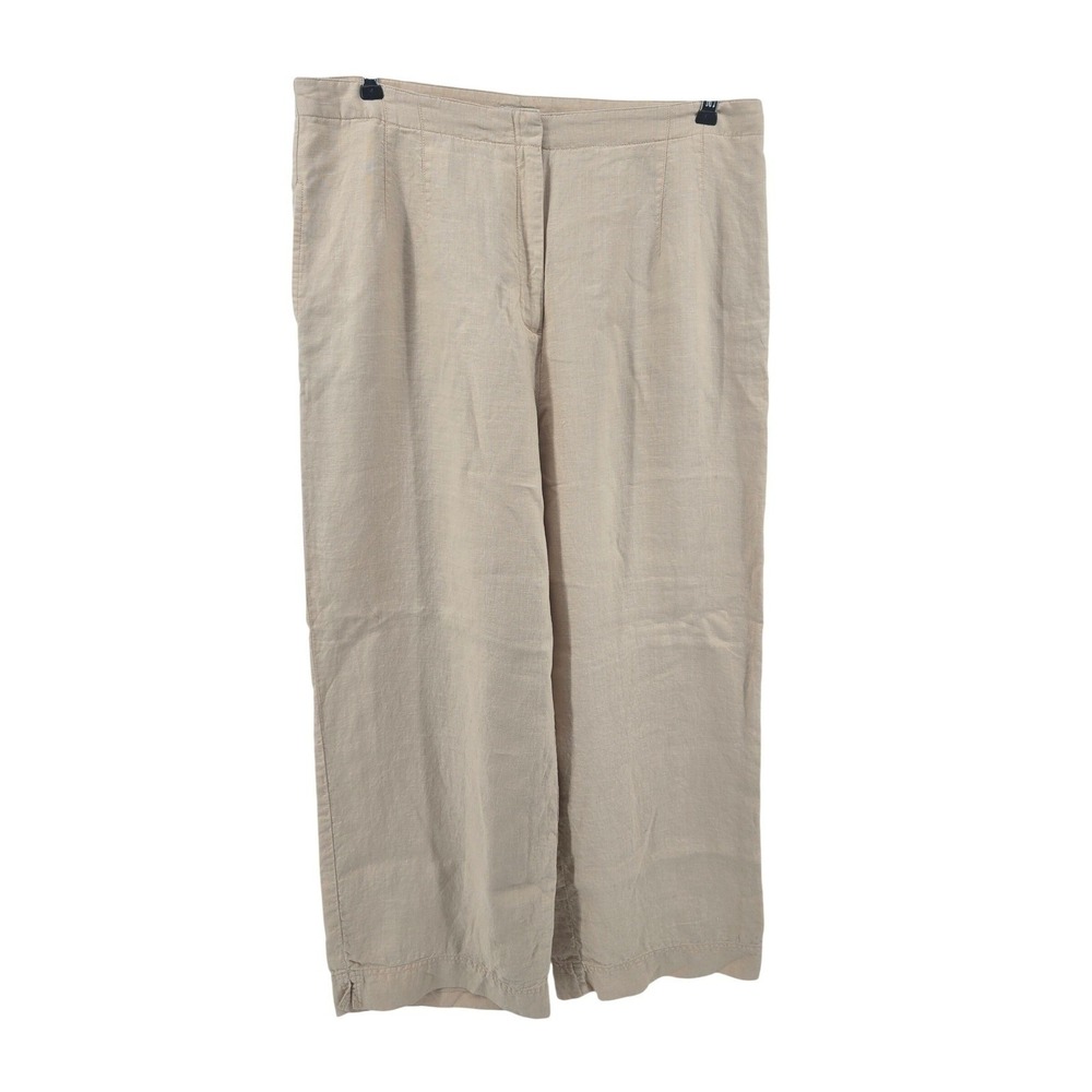 J. Jill Linen Pants Womens 16T Wide Leg Beige Lined Tall EUC
